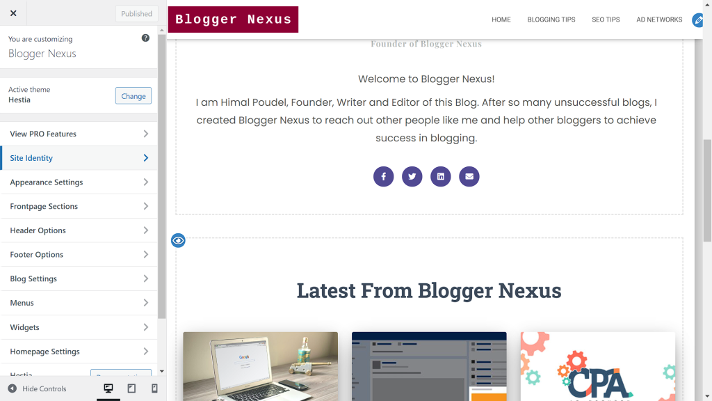 customize wordpress blog